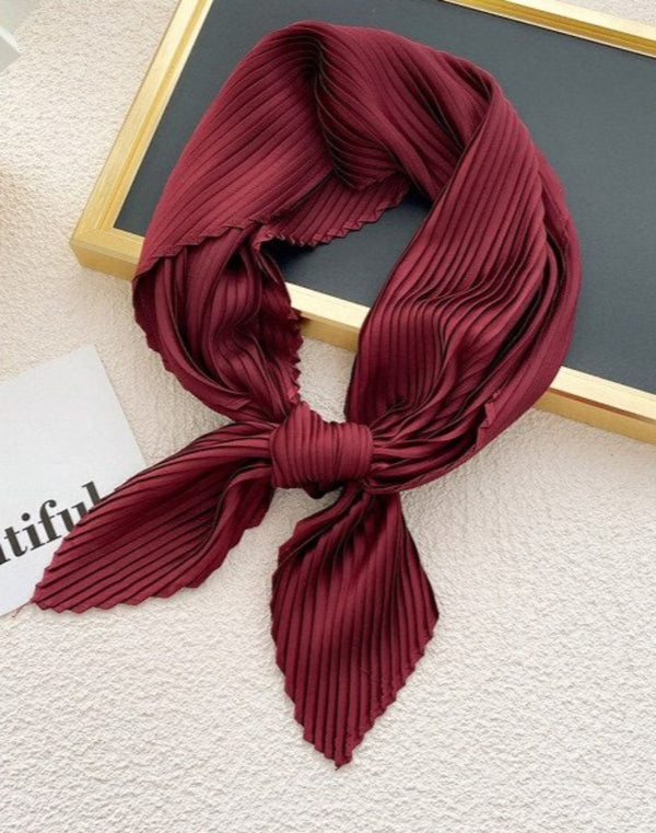 Red pleated scarf